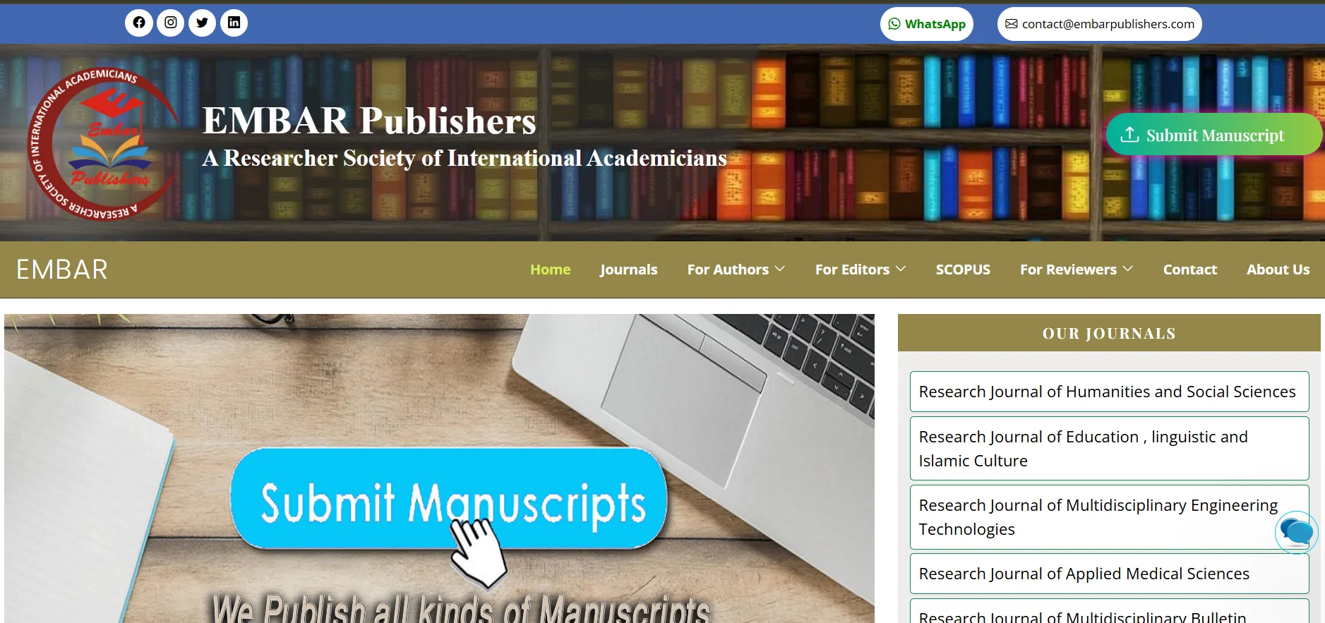 Embar Publishers website screenshot