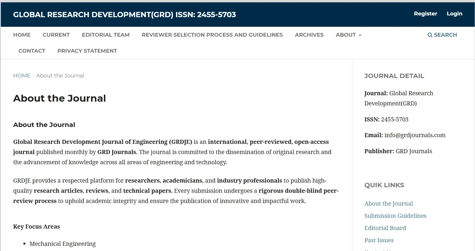 GRD Journals website screenshot