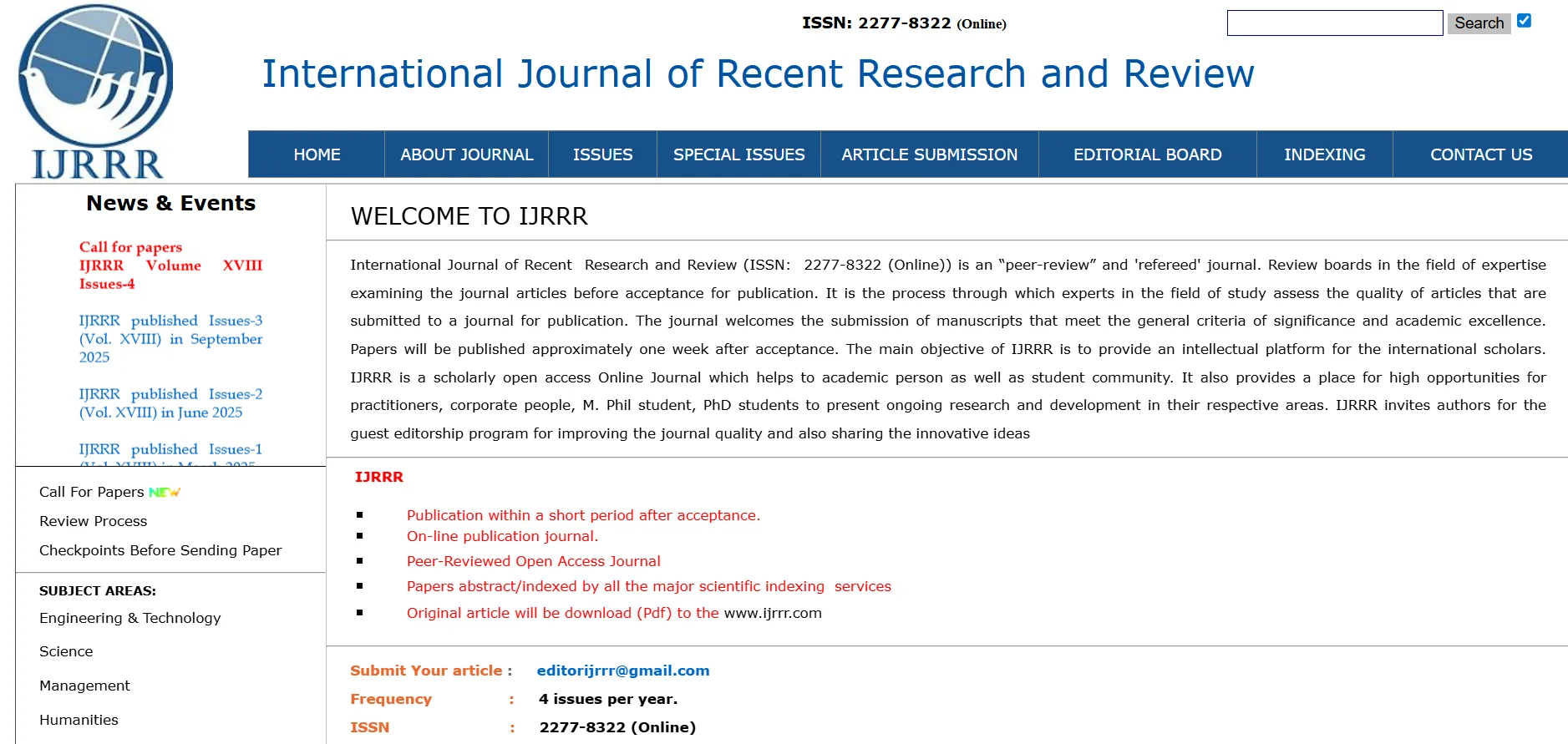 IJRRR website screenshot
